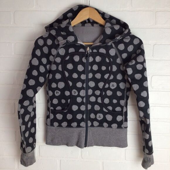 Lululemon 𝅺SCUBA jacket size 4 hoodie zip-up dots polka charcoal grey - Picture 8 of 9